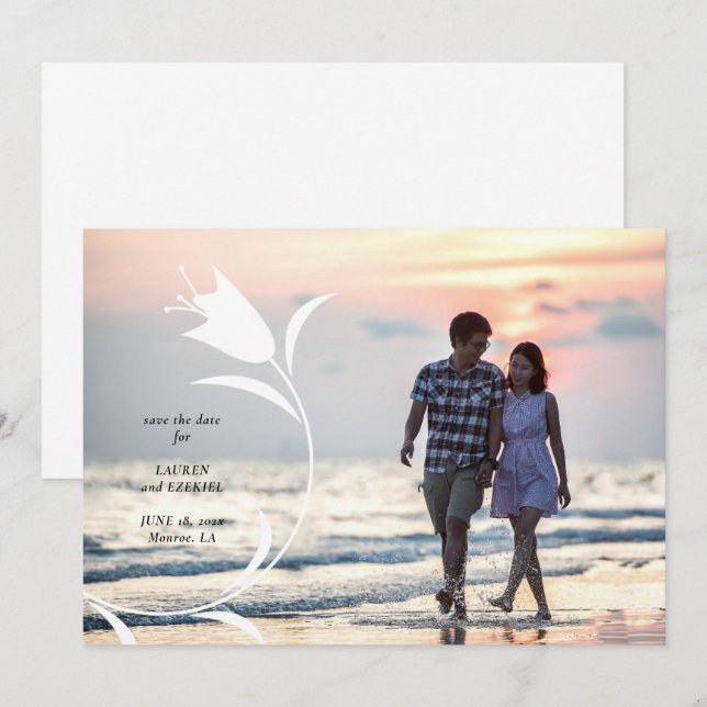 MOD YELLOW TULIP WEDDING SAVE THE DATE INVITATION (Front/Back)