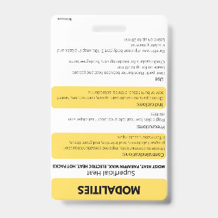 Modalities (Hot/Cold) Badge Card Reference  ID Badge