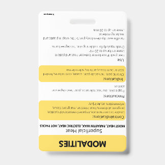 Modalities (Hot/Cold) Badge Card Reference  ID Badge