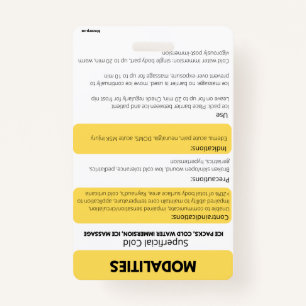 Modalities (Hot/Cold) Badge Card Reference  ID Badge