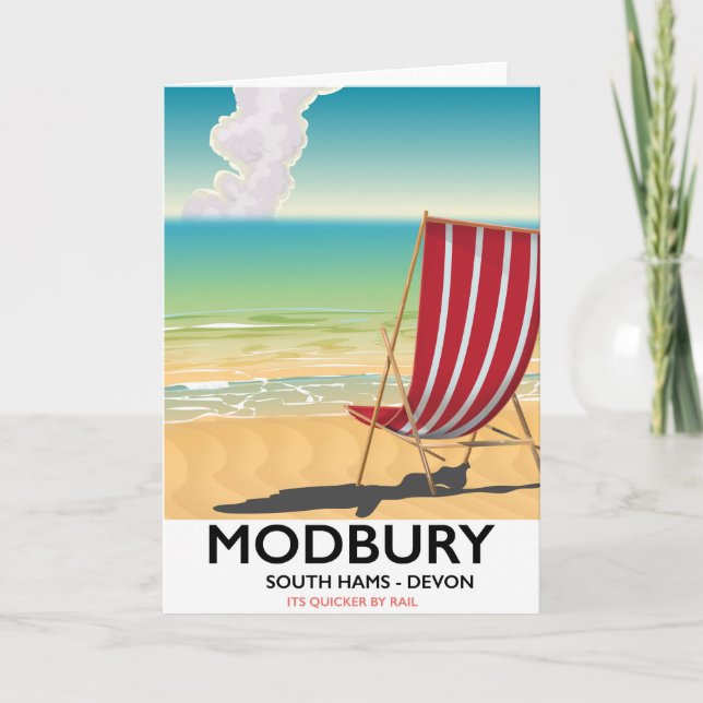 Modbury Devon vintage seaside poster Holiday Card (Front)