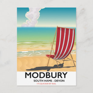 Modbury Devon vintage seaside poster Postcard