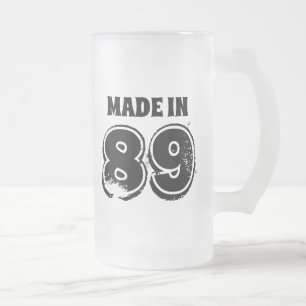 Mode Birthday Beer Mug Made in 89 Modern Typograph