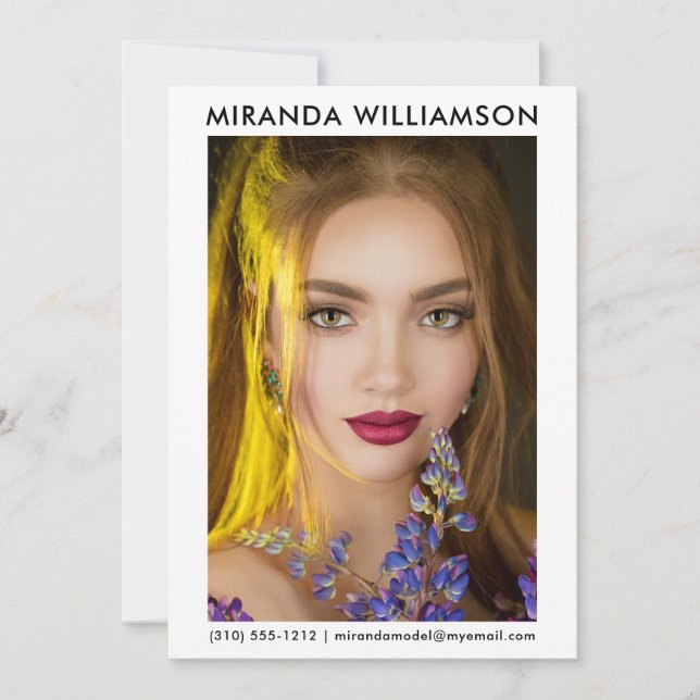 Model Actor 1 Photo Comp Card 5x7 White (Front)