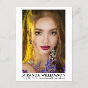 Model Actor 1 Photo Comp Card White Postcard