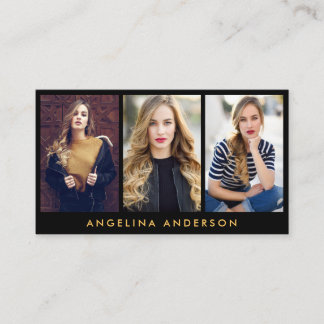 Model Actor 3 Photo Gold and Black Business Card
