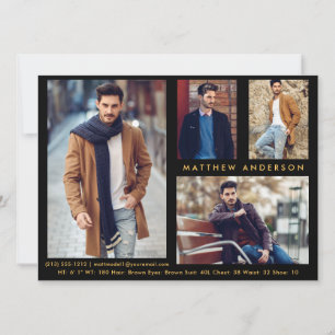 Model Actor 4 Photo - Black Gold Comp Card