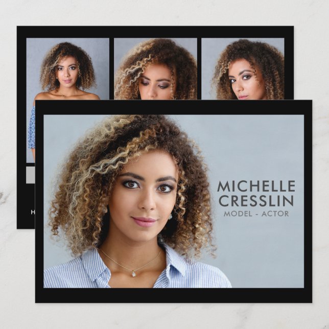 Model Actor 5.5x7.5 Comp Zed Card 3 Photo Back (Front/Back)