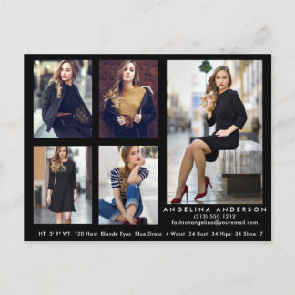 Model Actor 5 Photo Comp Card Postcard Blk