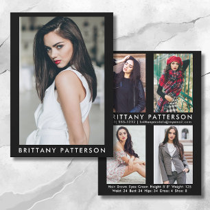 Model Actor 5x7 Comp Card 4 Photo Back Blk