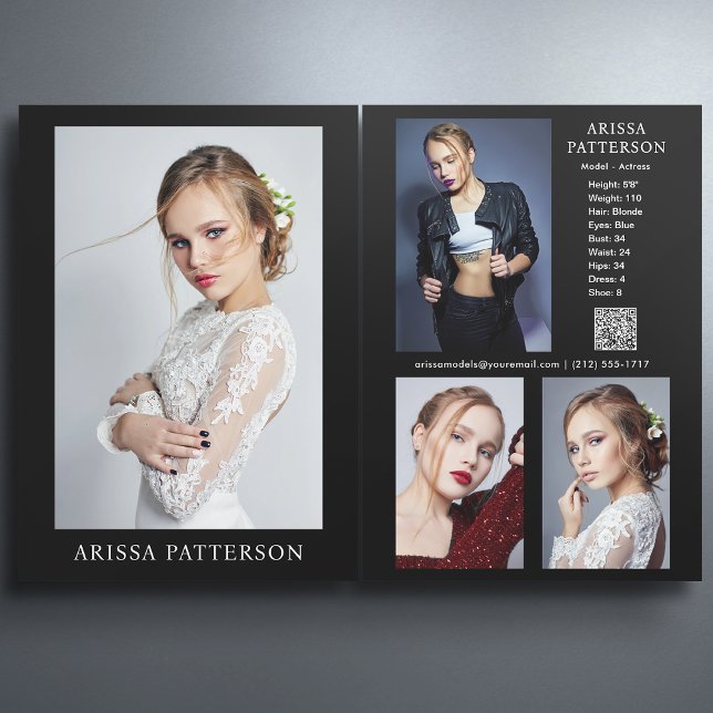 Model Actor 5x7 Comp SED Card QR 4 Photo 2 Sided (Available in high quality print or digital download for quick messaging, email or self printing.)