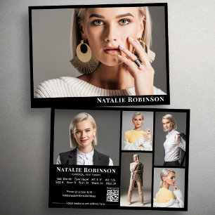 Model Actor 6 Photo Comp Card Template With QR