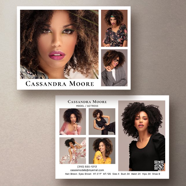 Model Actor 8 Photo Composite Card Template (Available in high quality print or digital download for quick messaging, email or self printing.)