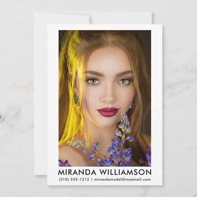 Model Actor Comp Card 1 Photo 5x7 White (Front)