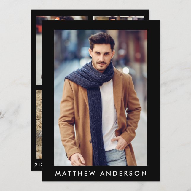 Model Actor Comp Card - 3 Photo Back Blk (Front/Back)