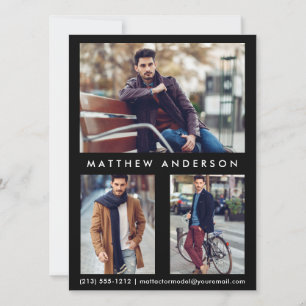 Model Actor Comp Card 3 Photo - Front Black