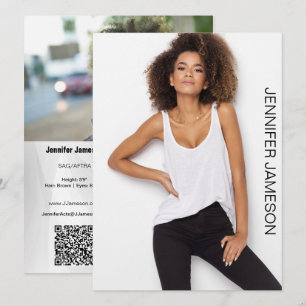 Model Actor Comp Card 3 Photos and QR Code