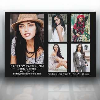 Model Actor Comp Card 5 Photo 5x7 Blk