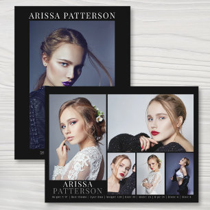 Model Actor Comp Card 6 Photo Double Sided