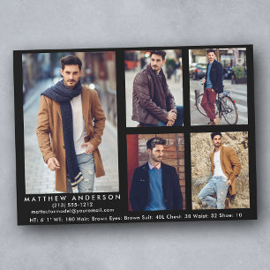 Model Actor Comp Card Black - 5 Photos