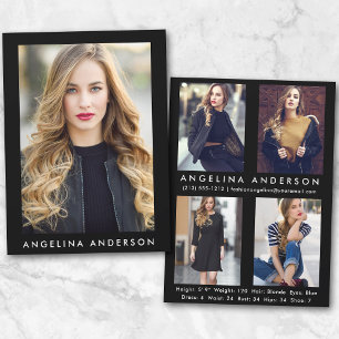Model Actor Comp Card Blk - 4 Photo Back R