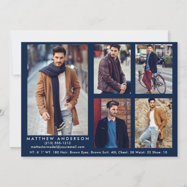 Model Actor Comp Card Blue - 5 Photos (Front)