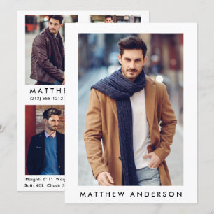 Model Actor Comp Card White - 4 Photo Back