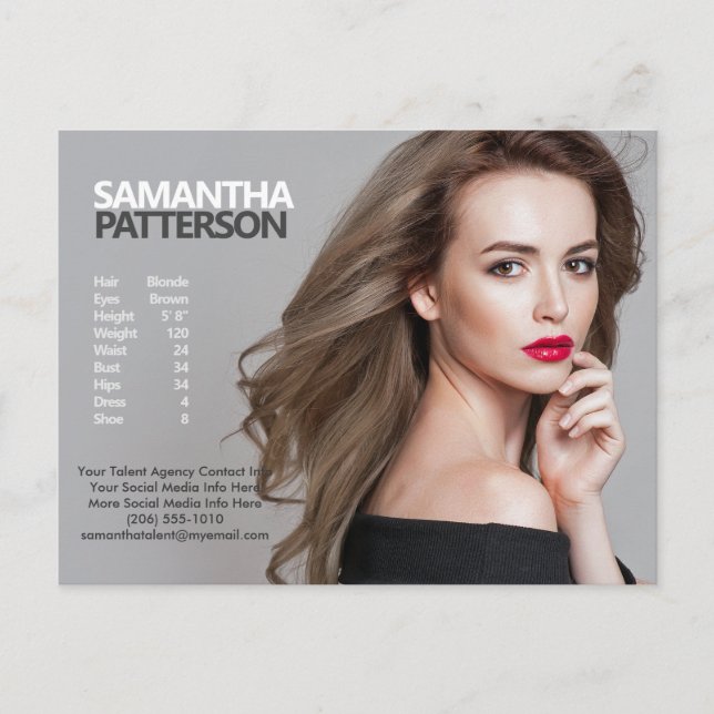 Model Actor Comp PostCard 1 Photo Template (Front)