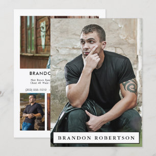 Model Actor Comp Zed Card 5x7   2 Sided 5 Photo