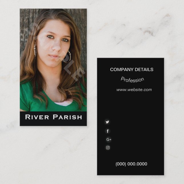 Model Actor Headshot Business Card (Front/Back)