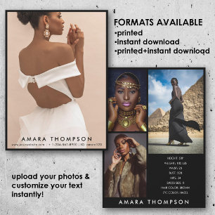 Model Actor Modelling Comp Card 4 Photo Black