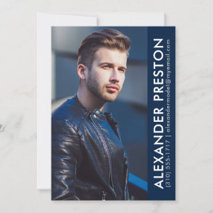 Model Actor Photo Comp Card 5x7 Dk Blue AP