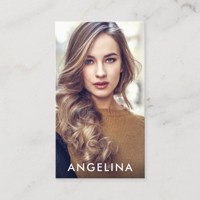 Model Actor Photo Modern Blk W Business Card (Front)