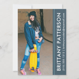 Model Actor Photo Pro Comp Card Blue