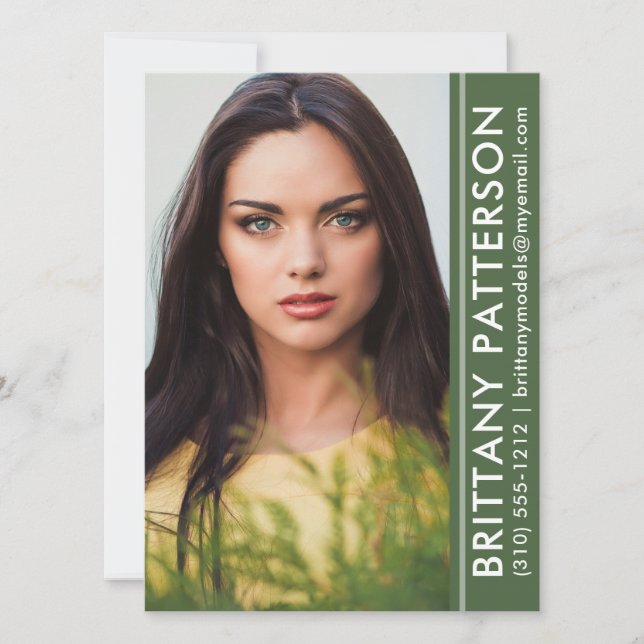 Model Actor Photo Pro Comp Card Green (Front)
