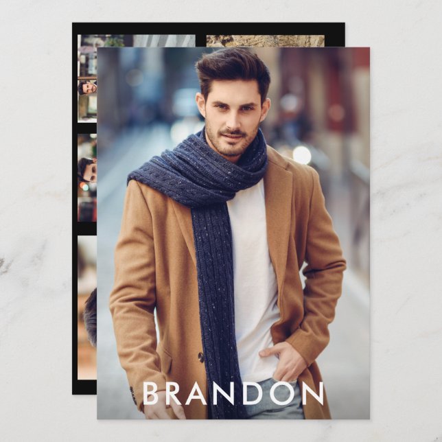 Model Actor Pro Comp Card 5 Photo Back Black (Front/Back)