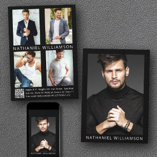 Model Actor QR Code 5 Photos Pro Comp Card