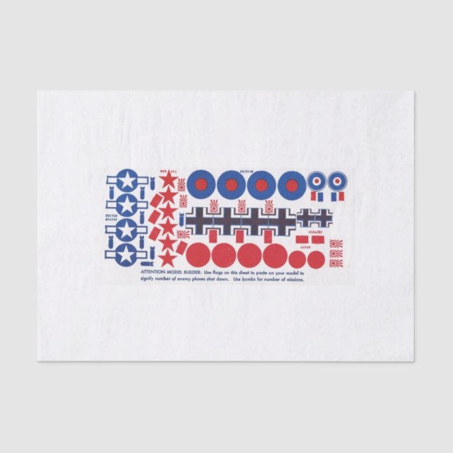 Model aeroplane insignia, WWII peanut-size Tissue Paper (Front)