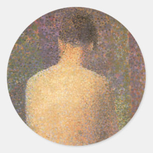 Model From Behind by Georges Seurat, Vintage Art Classic Round Sticker