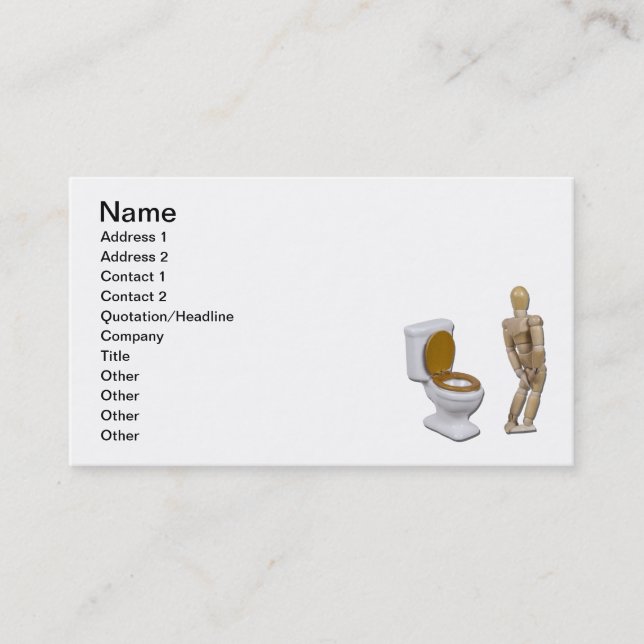 Model in Need Next to Toilet Business Card (Front)