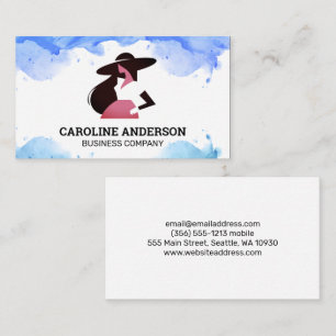Model in Stylish Clothing Watercolor Business Card