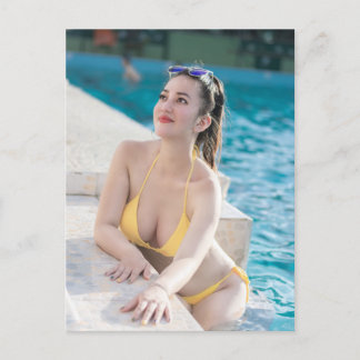 Model In Yellow Bikini Holiday Postcard