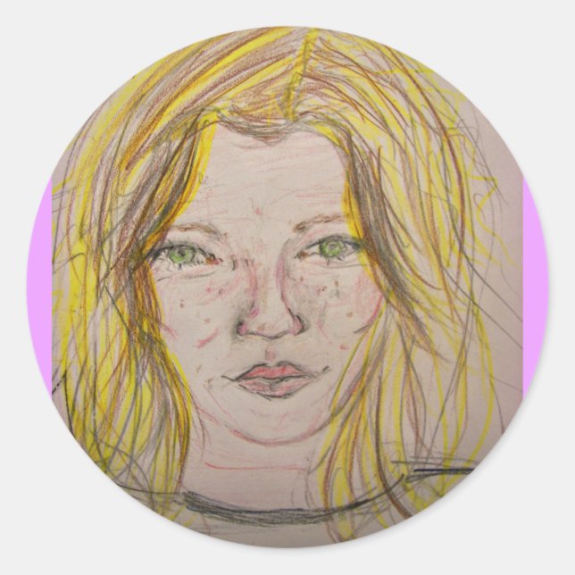 Model Looks Classic Round Sticker (Front)