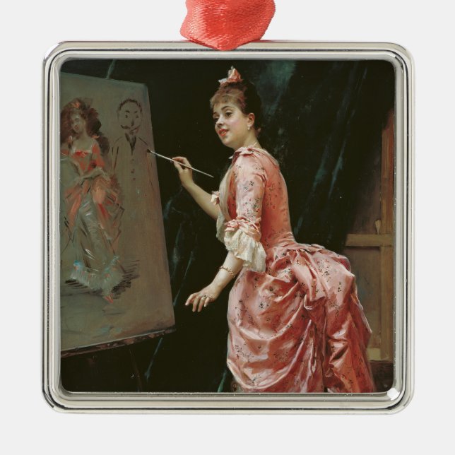 Model Making Mischief (by Raimundo de Madrazo) Metal Tree Decoration (Front)