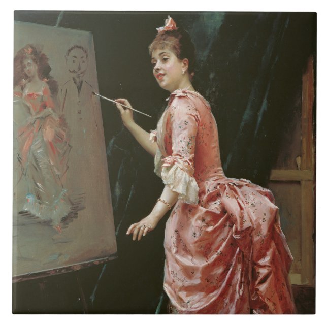 Model Making Mischief (by Raimundo de Madrazo) Tile (Front)