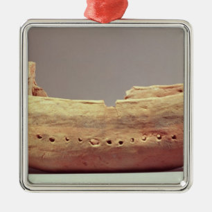Model of a boat with a high poop deck metal tree decoration