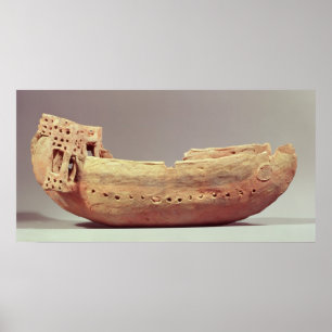 Model of a boat with a high poop deck poster