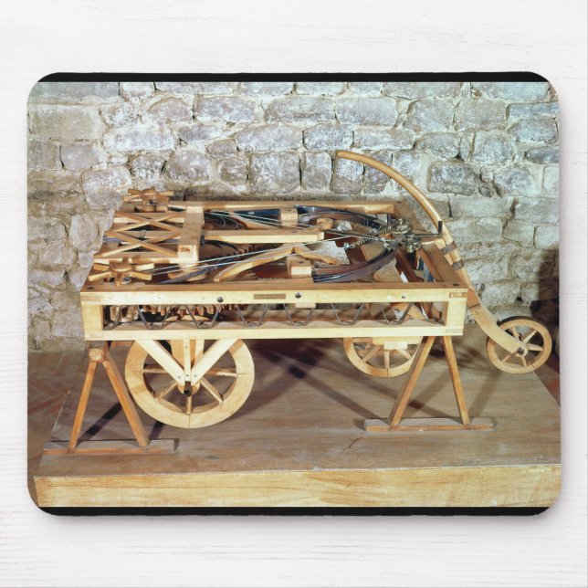 Model of a car driven by springs mouse mat (Front)