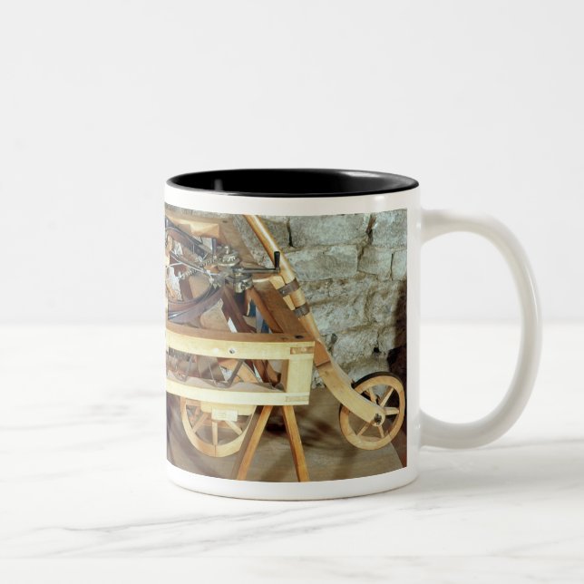 Model of a car driven by springs Two-Tone coffee mug (Right)