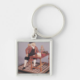 Model of Benjamin Franklin  at his table Key Ring